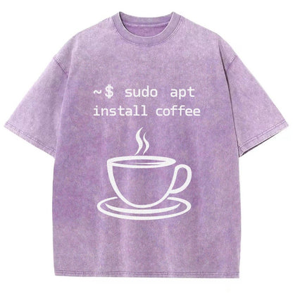 Sudo Apt-Get Install Coffee Vintage Distressed T-shirt