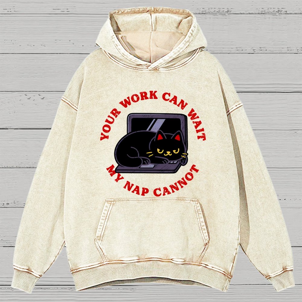 Work Can Wait Nap Cannot Vintage Distressed Hoodie
