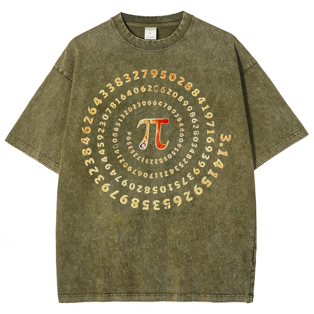 Pi Spiral Vintage Distressed T-shirt