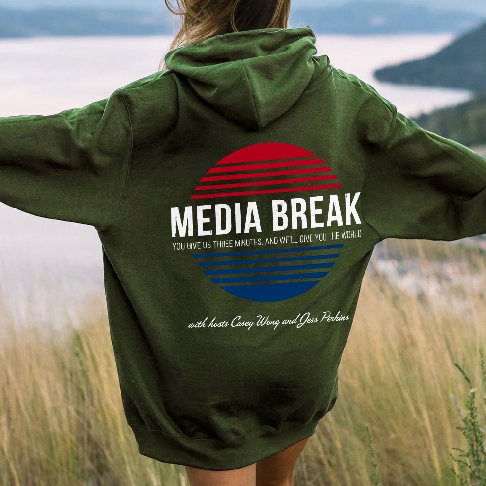 Media Break Printed Back Unisex Cotton Hoodie
