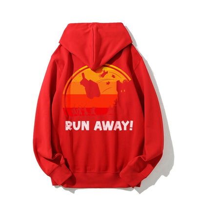 Run Away Printed Back Unisex Cotton Hoodie