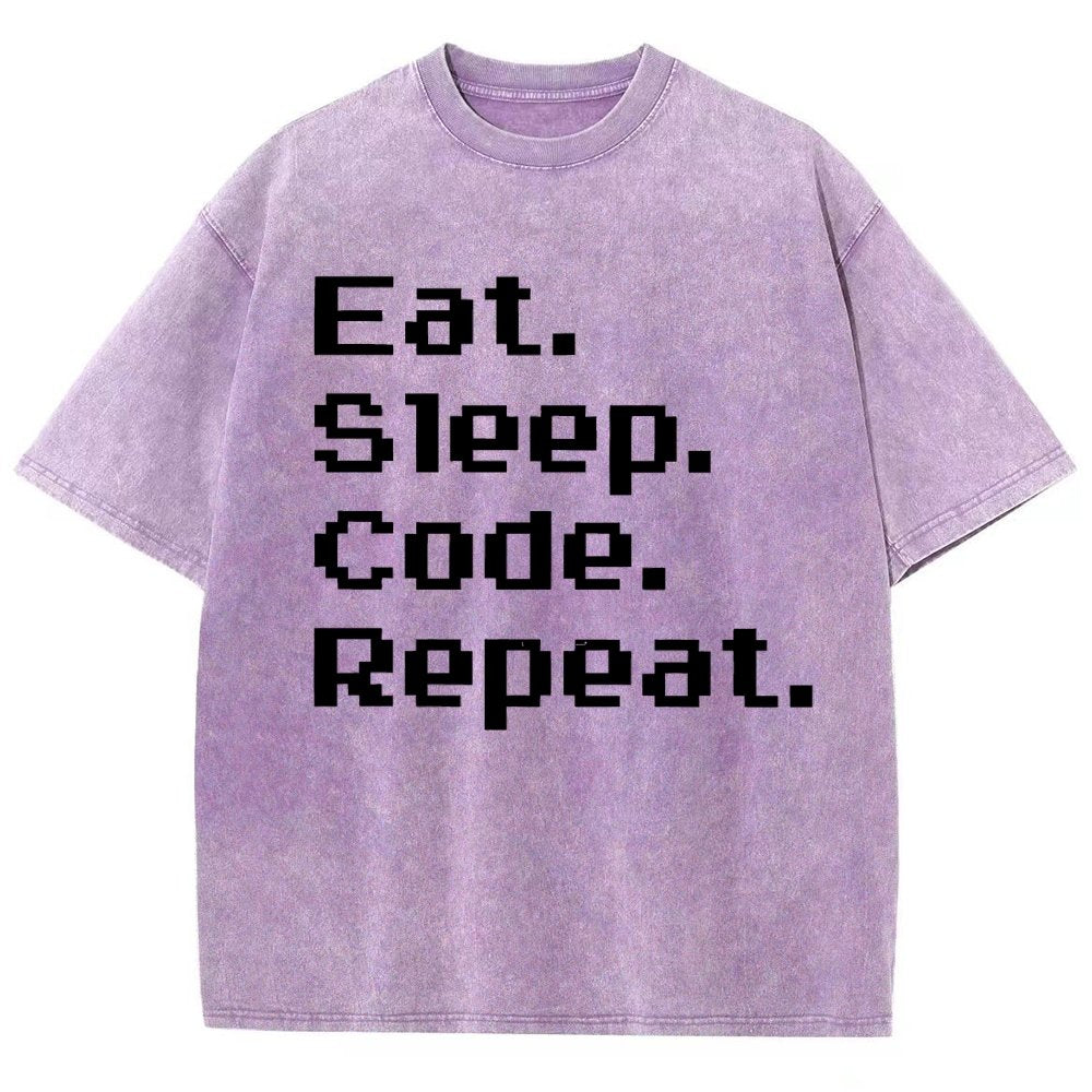 Eat Sleep Code Repeat Vintage Distressed T-shirt