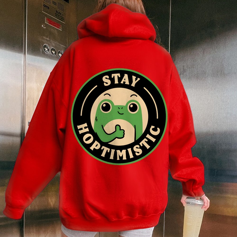 Stay Hoptimistic Printed Back Unisex Cotton Hoodie