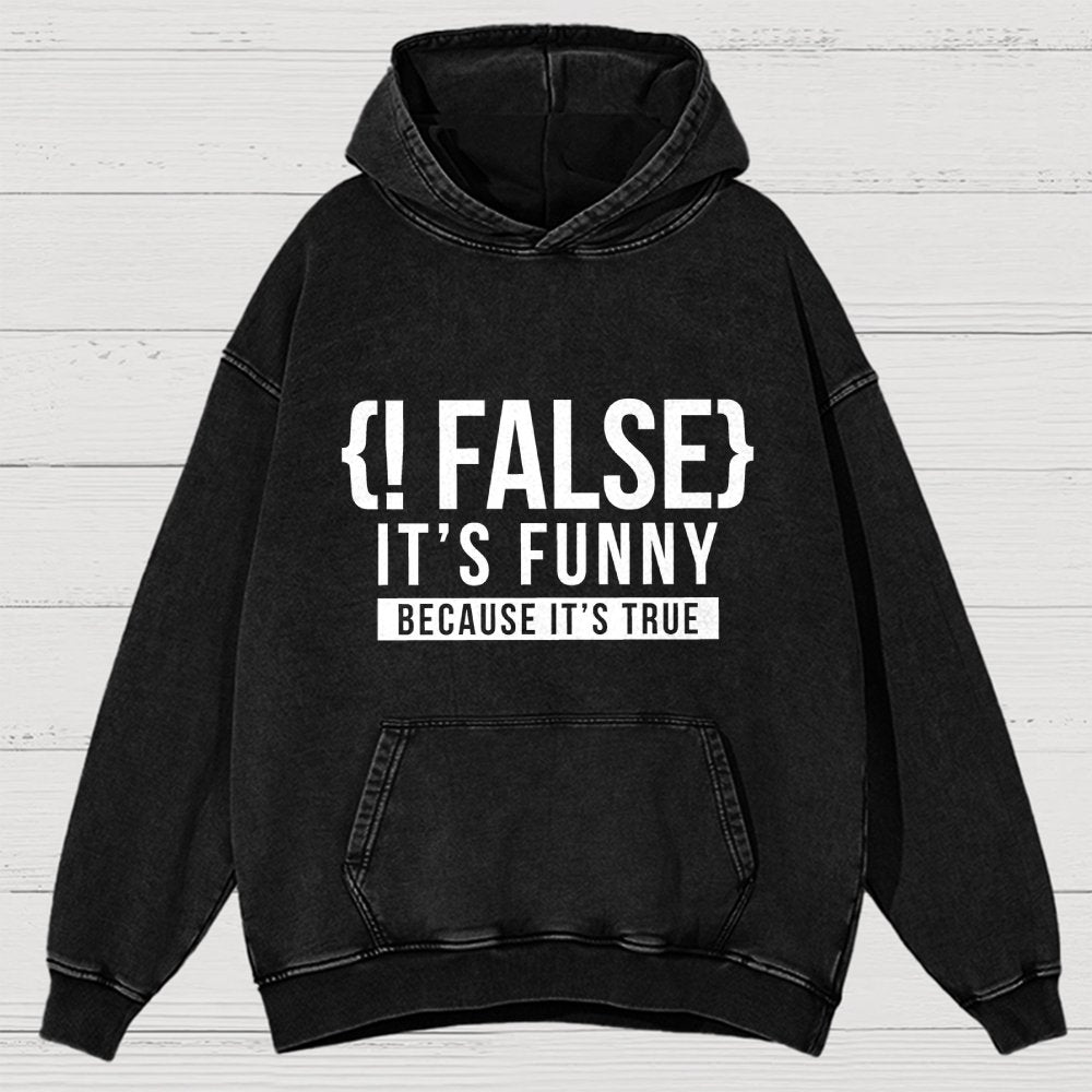 !False Programmer Coding Code Coder Vintage Distressed Hoodie