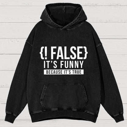 !False Programmer Coding Code Coder Vintage Distressed Hoodie