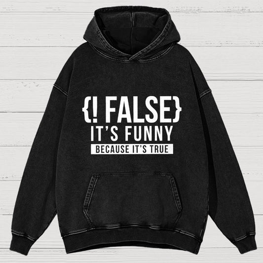 !False Programmer Coding Code Coder Vintage Distressed Hoodie