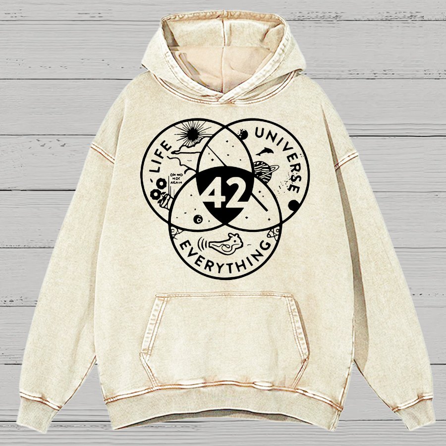 42 Answer To Life The Universe Vintage Distressed Hoodie