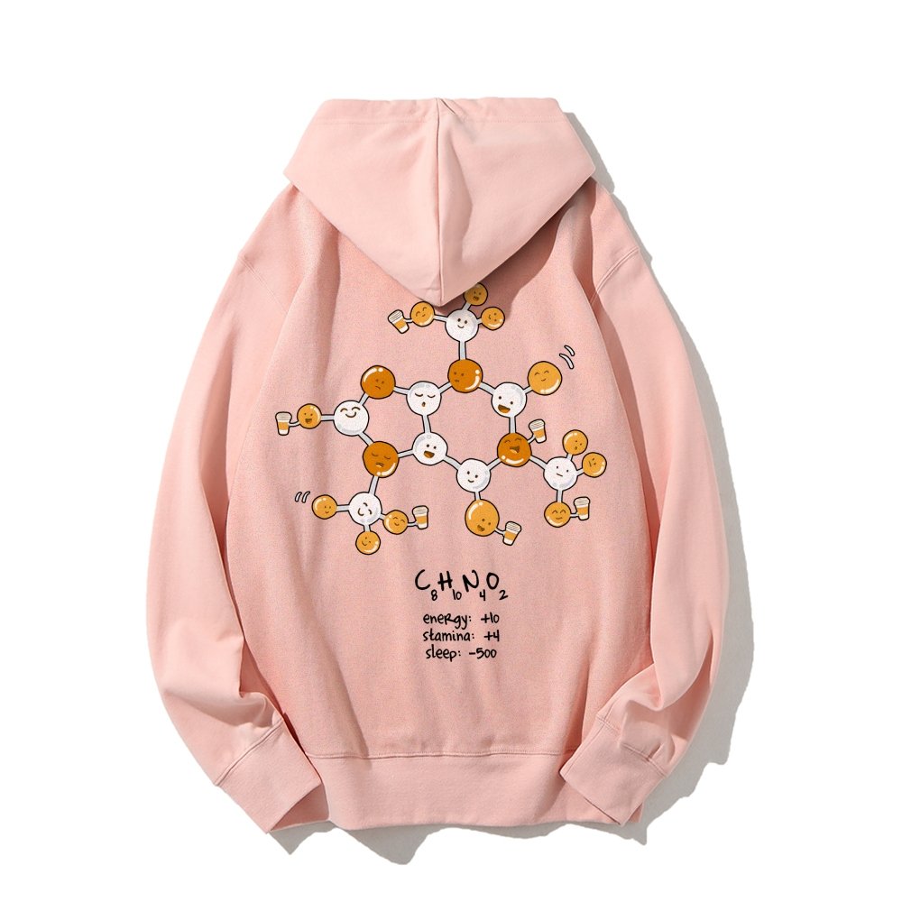 Caffeine Power Up Printed Back Unisex Cotton Hoodie