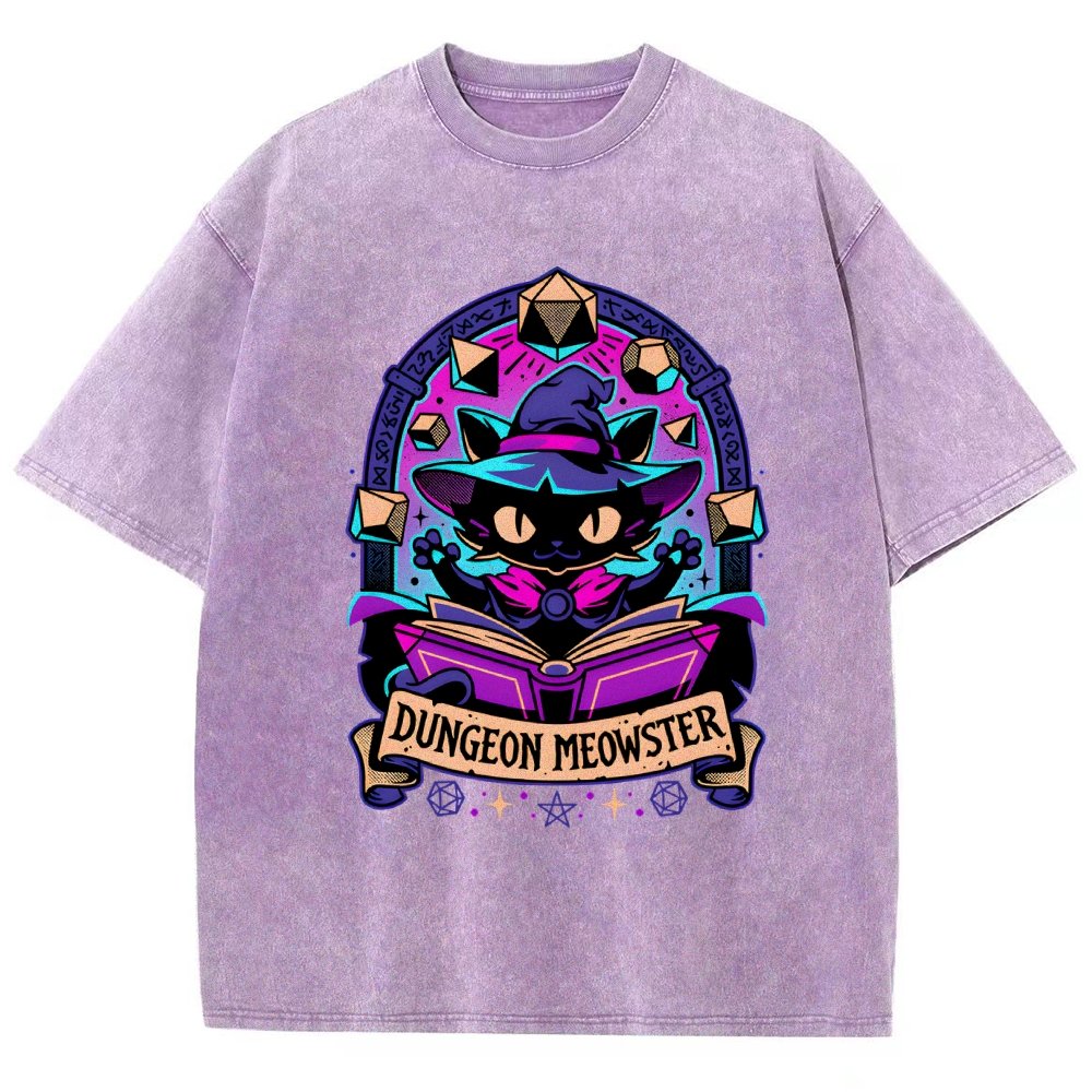 Feline Dungeon Keeper Meowster Vintage Distressed T-shirt