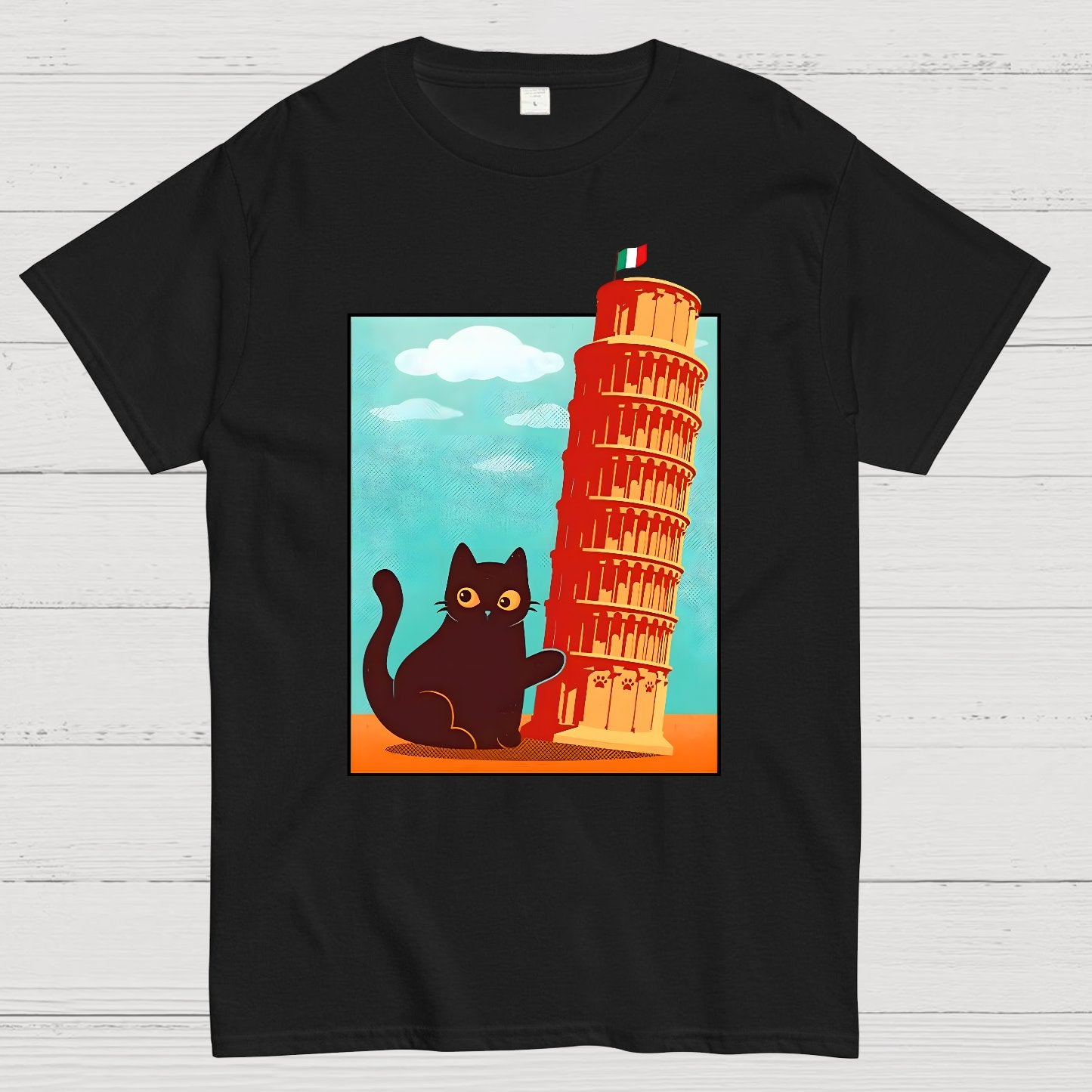 Purrfectly Tilted Funny Cat Geek T-Shirt
