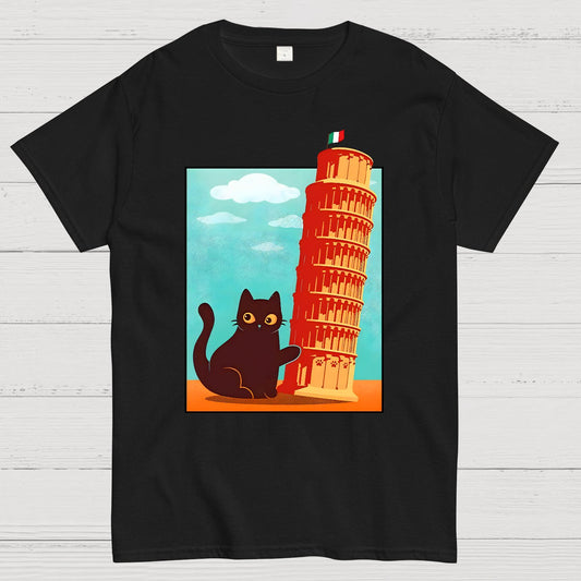 Purrfectly Tilted Funny Cat Geek T-Shirt