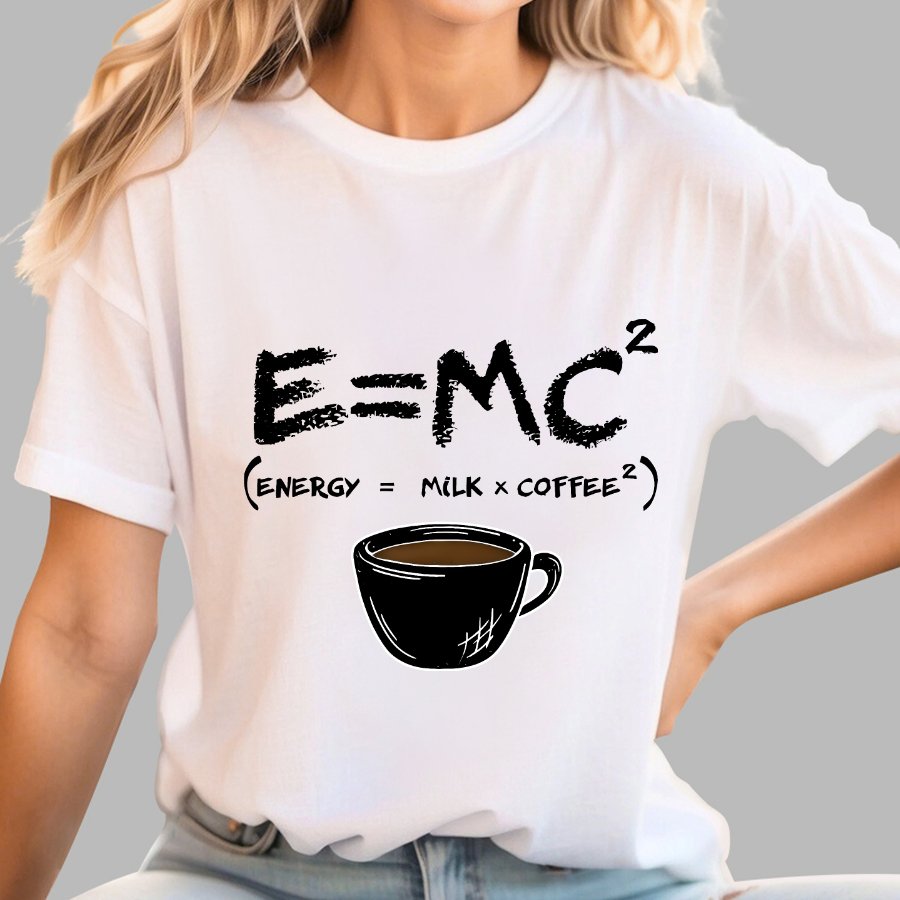 E = MC² Energy Equals Milk and Coffee Geek T-Shirt