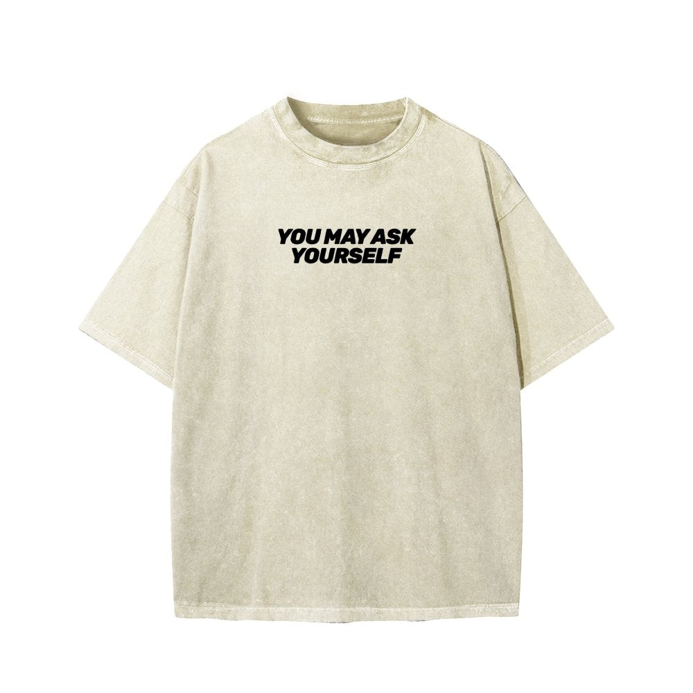 Techno Apocalypse Front And Back Printing Washed T-shirt