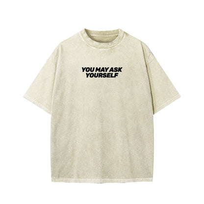 Techno Apocalypse Front And Back Printing Washed T-shirt