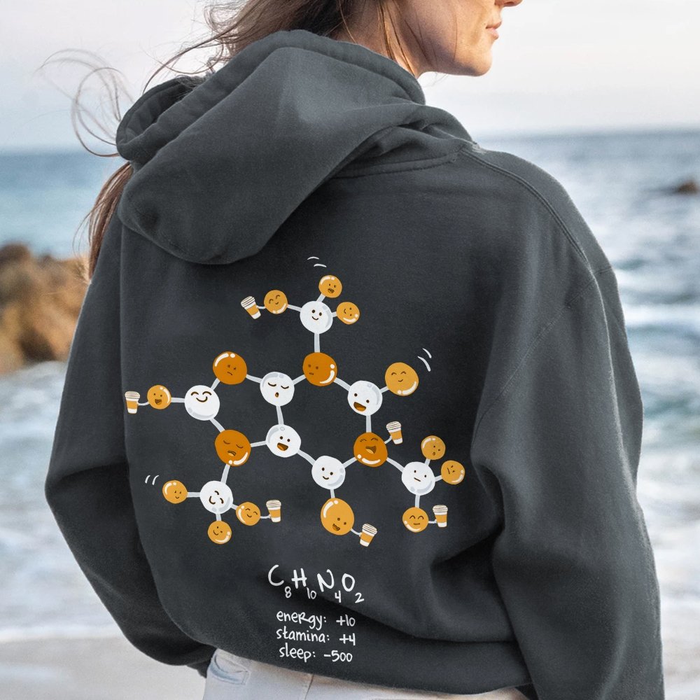 Caffeine Power Up Printed Back Unisex Cotton Hoodie