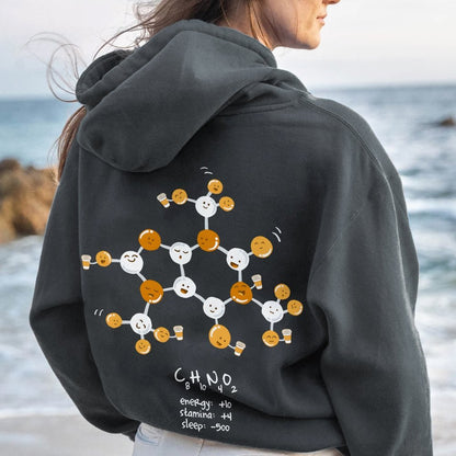 Caffeine Power Up Printed Back Unisex Cotton Hoodie