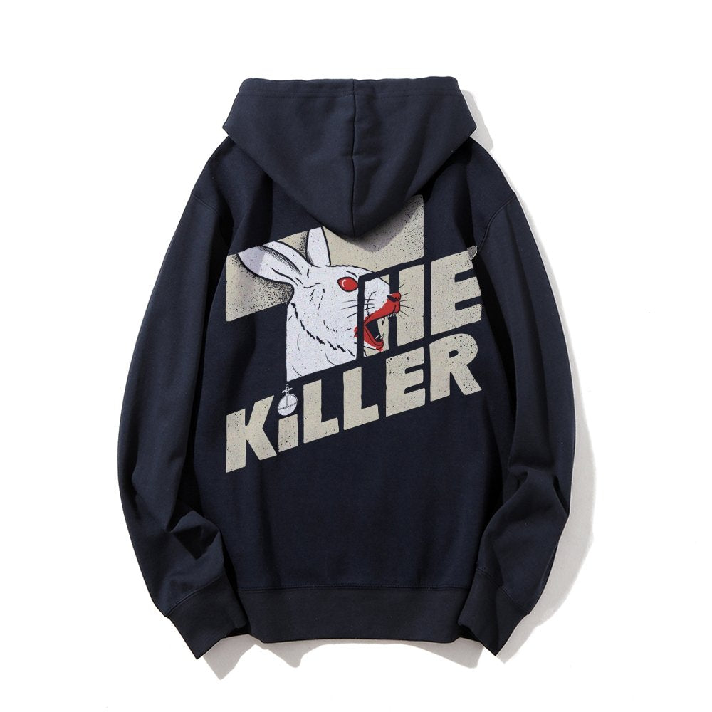 Mysterious Rabbit Printed Back Unisex Cotton Hoodie