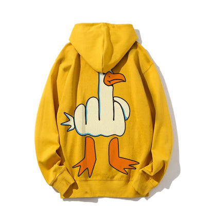 Rude Seagull Design Funny Printed Back Cotton Hoodie