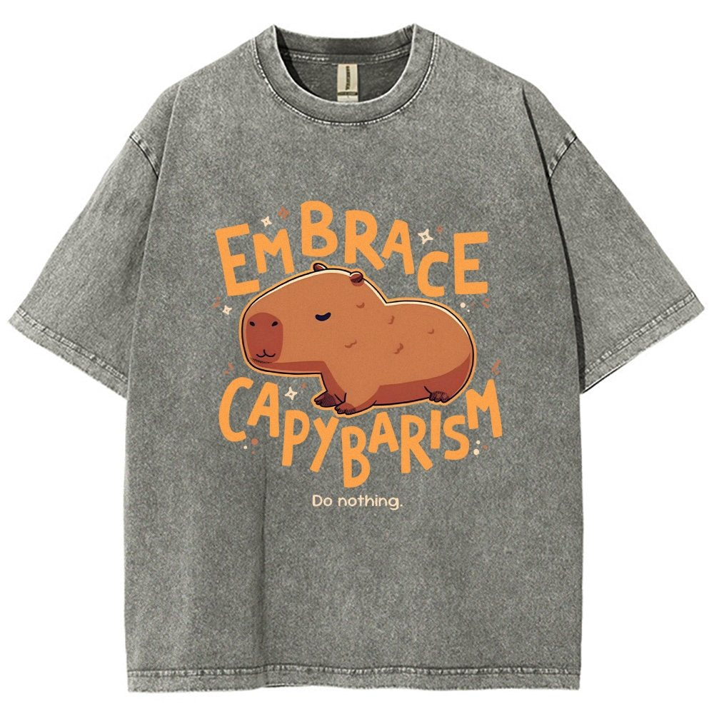 Capybarism Do Nothing Vintage Distressed T-shirt