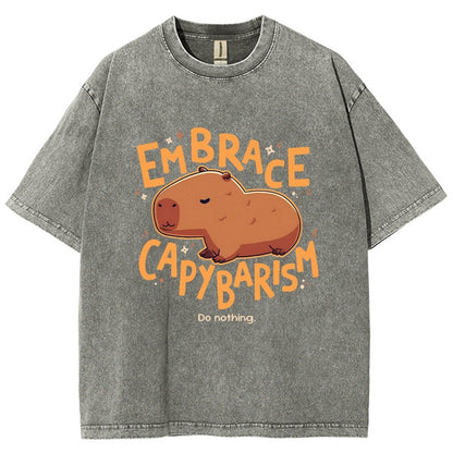 Capybarism Do Nothing Vintage Distressed T-shirt