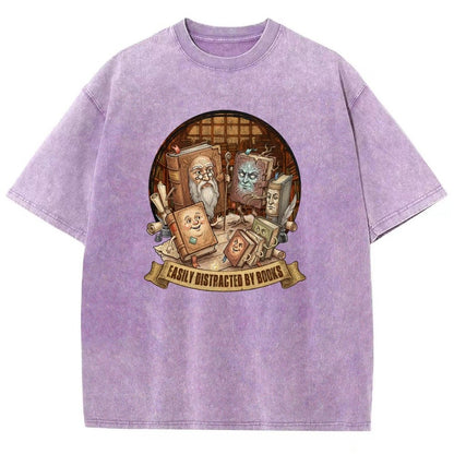 Easily Distracted By Books Vintage Distressed T-shirt