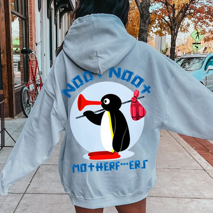 NOOT NOOT MOTHERF***ERS Printed Back Unisex Cotton Hoodie