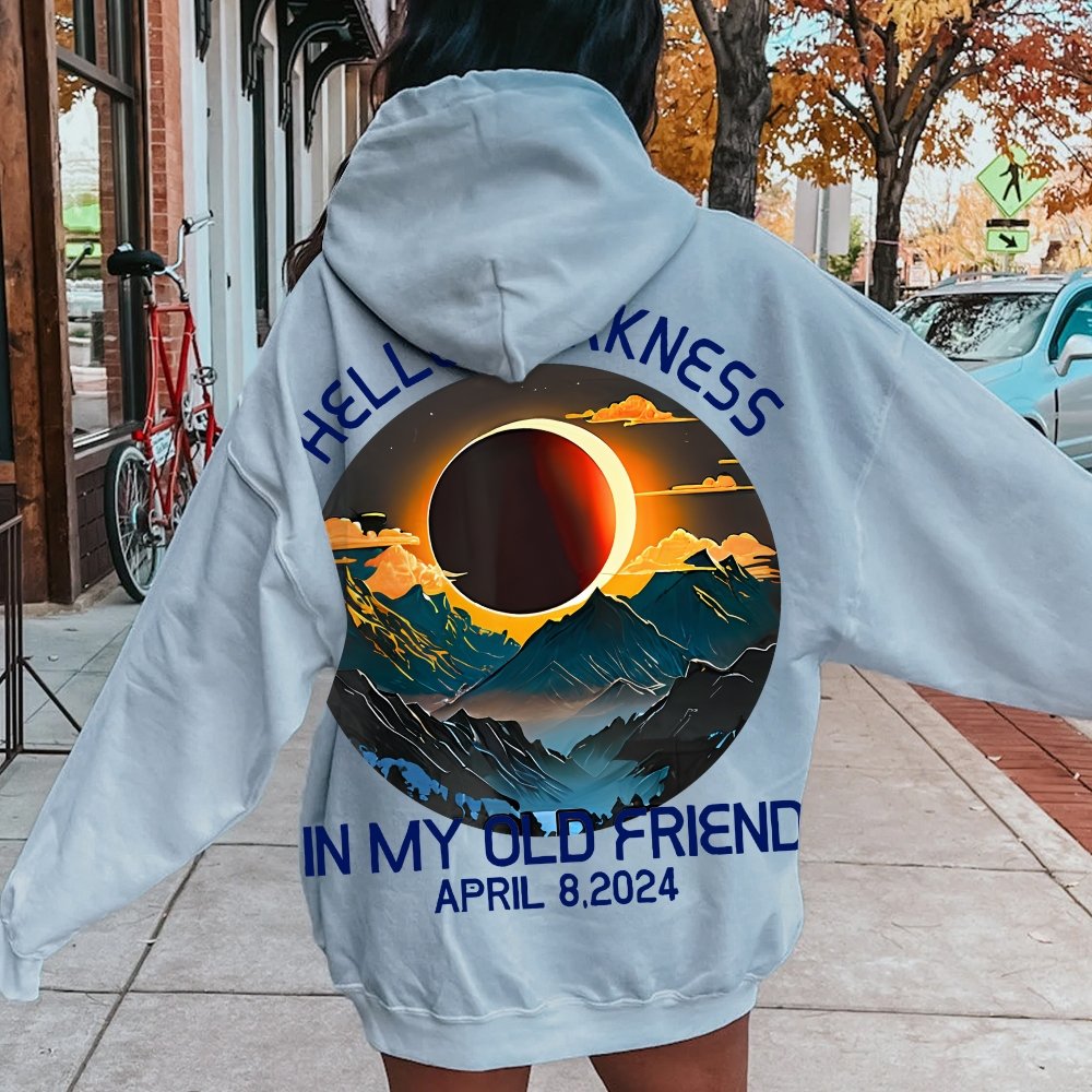 Hello Darkness My Old Friend Nerdy Graphic Geek Printed Back Cotton Hoodie