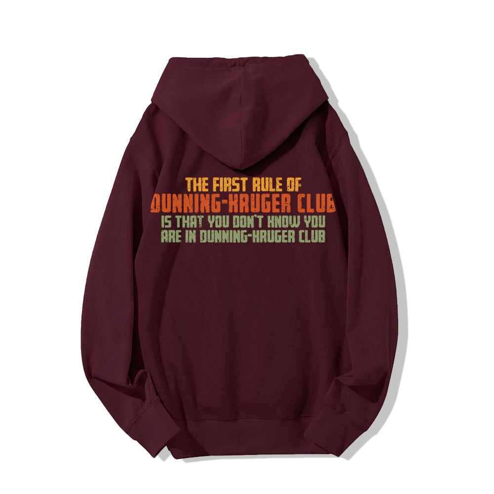Dunning-Kruger Club Printed Back Unisex Cotton Hoodie