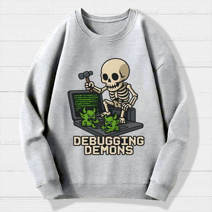 Debugging Demons Funny Programmer Geek Cotton Sweatshirt
