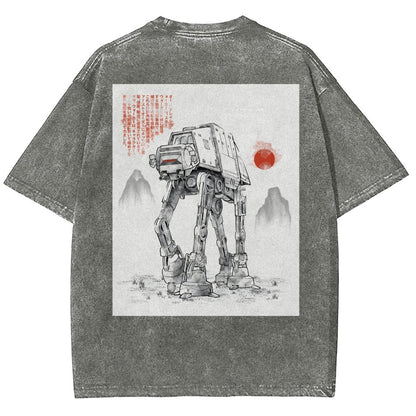 Astrobot Invention Armored Walker Back Print Washed T-Shirt