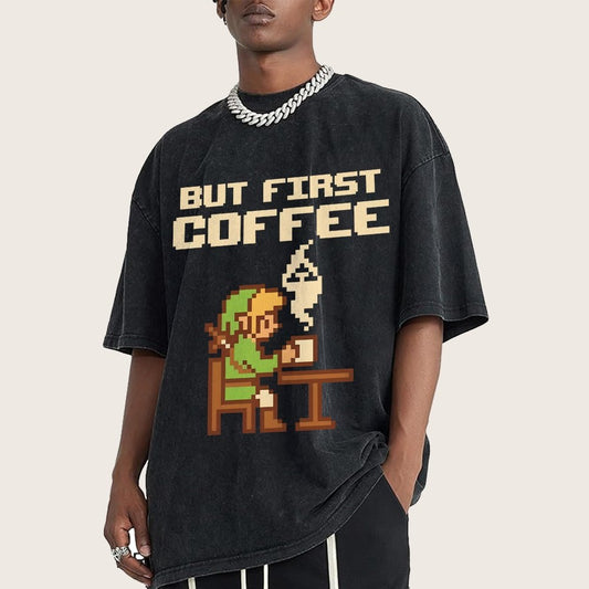 But First Coffee Vintage Distressed T-shirt