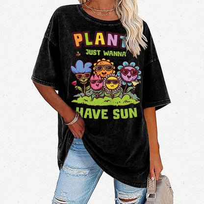 Plants Just Wanna Have Sun Vintage Distressed T-shirt