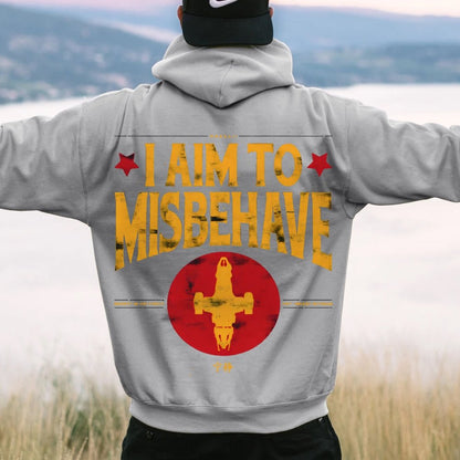 I Aim To Misbehave Geeky Printed Back Cotton Hoodie