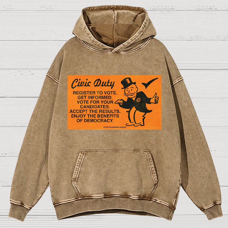 Civic Duty Card.Vintage Distressed Hoodie