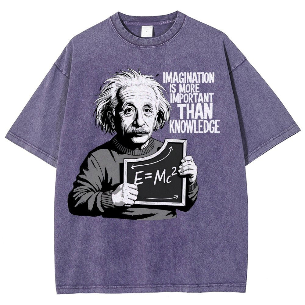 Imagination is more important than knowledge Vintage Distressed T-shirt