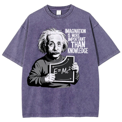 Imagination is more important than knowledge Vintage Distressed T-shirt