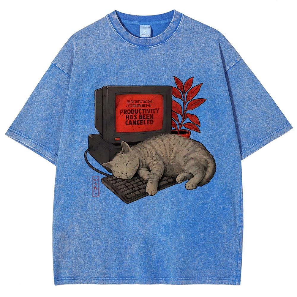 System Crash Cat Vintage Distressed T-shirt