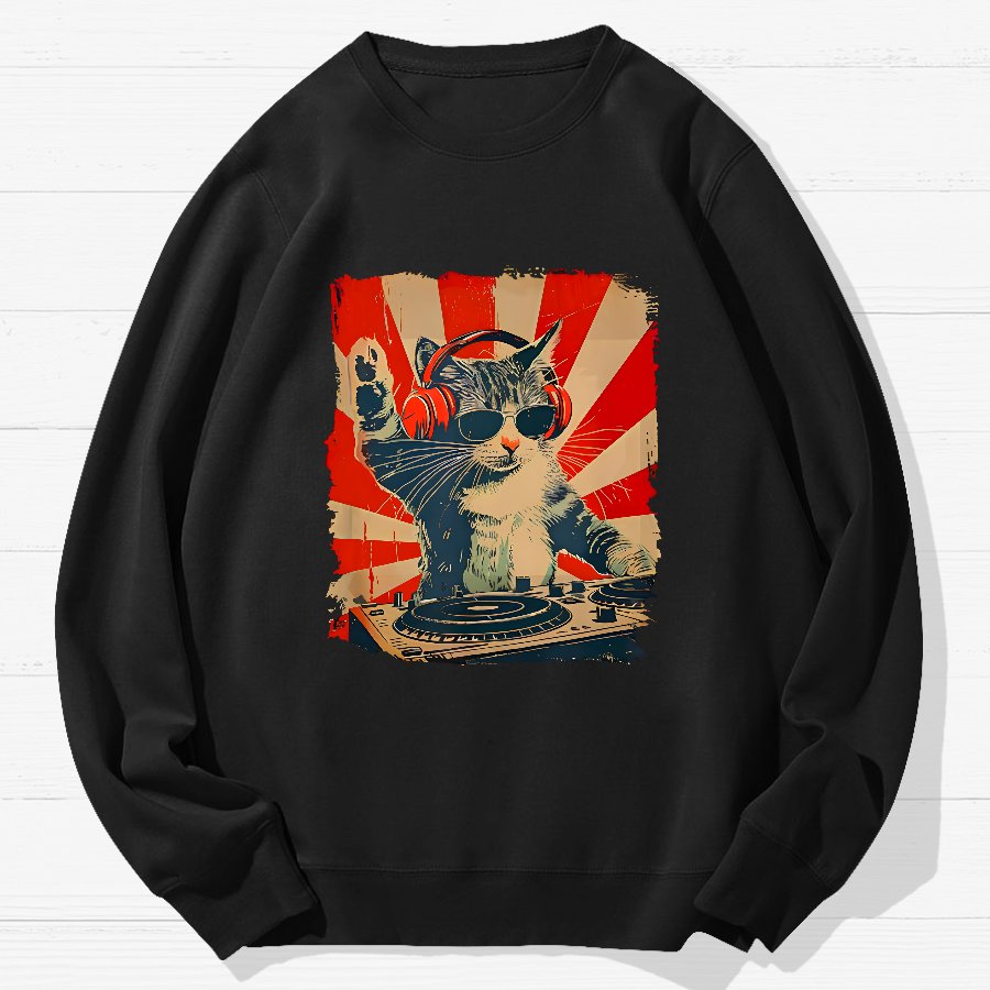 Rock Cat Geek Cotton Sweatshirt