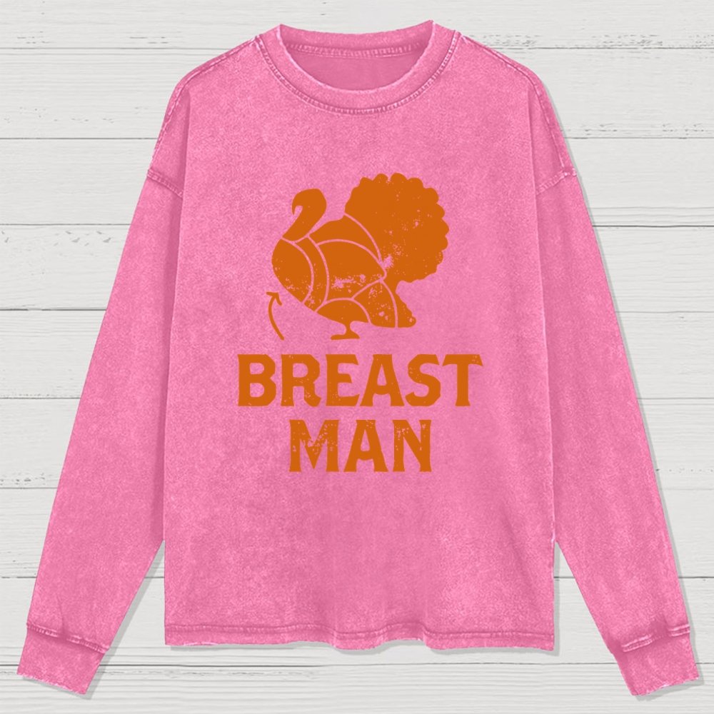 Breast Man Washed Long Sleeve Tee