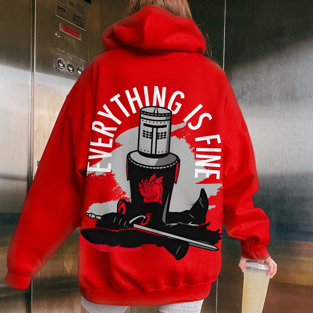 Everything Is Fine Printed Back Cotton Hoodie