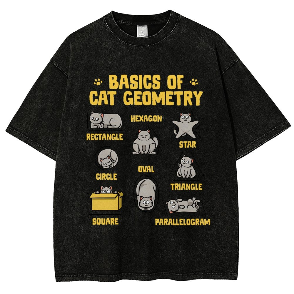 Basics of Cat Geometry Vintage Distressed T-shirt
