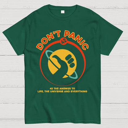 42 Answer to Life The Universe And Everything Don't Panic Geek T-Shirt