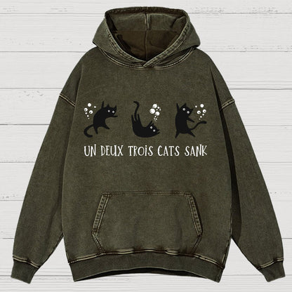 Un Deux Trois Cats Sank Vintage Distressed Hoodie