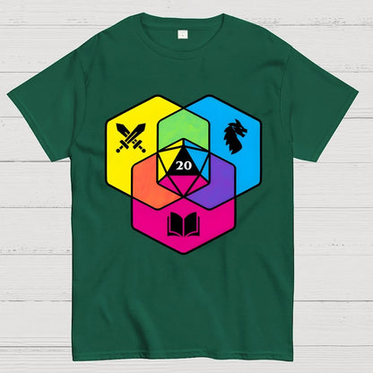 RPG CMYK Dice Venn Diagram Geek T-Shirt