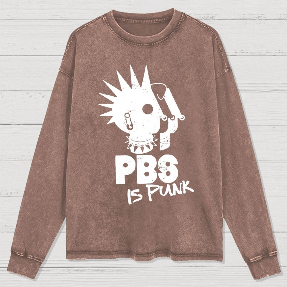 PBS Is Punk Washed Long Sleeve Tee