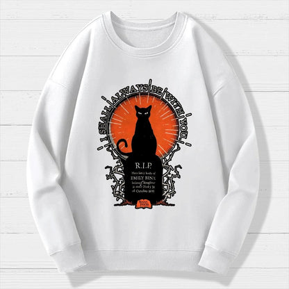 Halloween Cat Print Geek Cotton Sweatshirt
