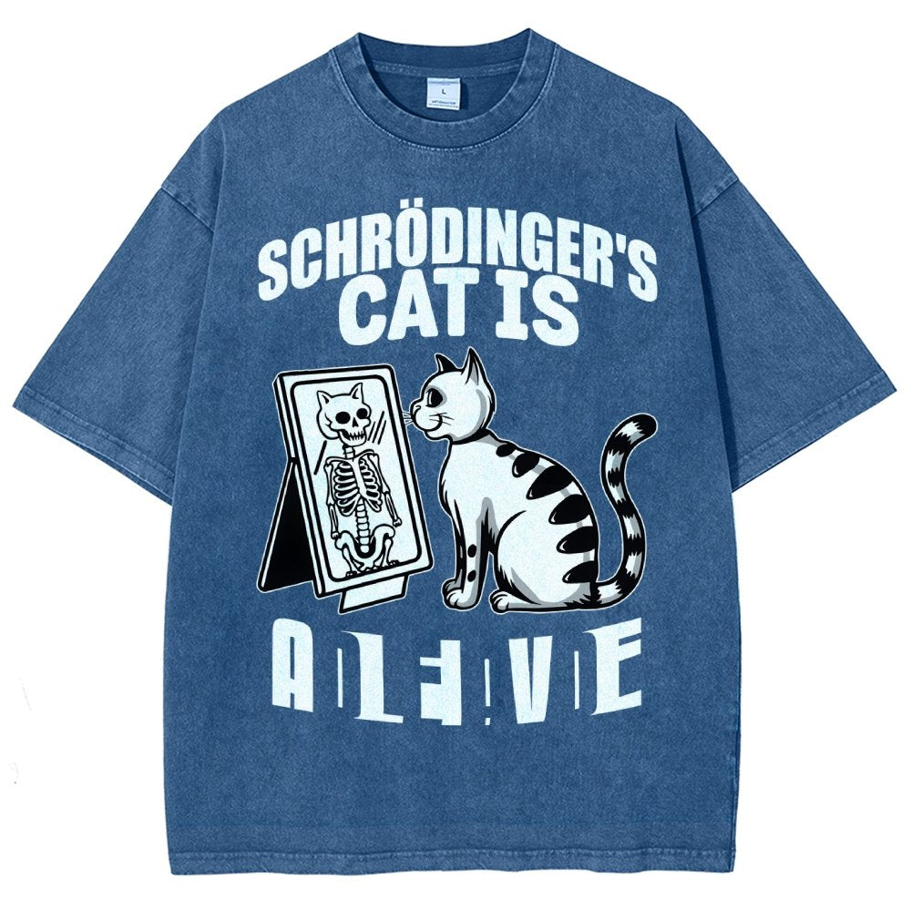 Schrödinger's Cat Dead And Alive Männer Vintage Distressed T-shirt