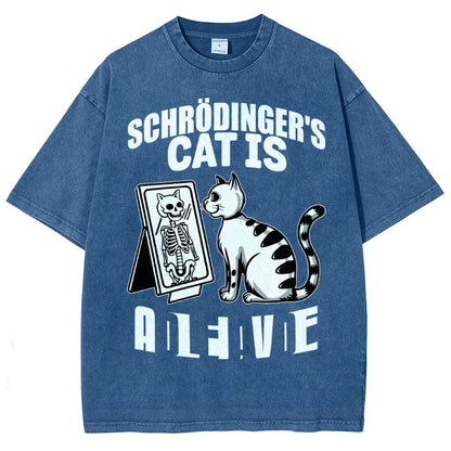 Schrödinger's Cat Dead And Alive Männer Vintage Distressed T-shirt