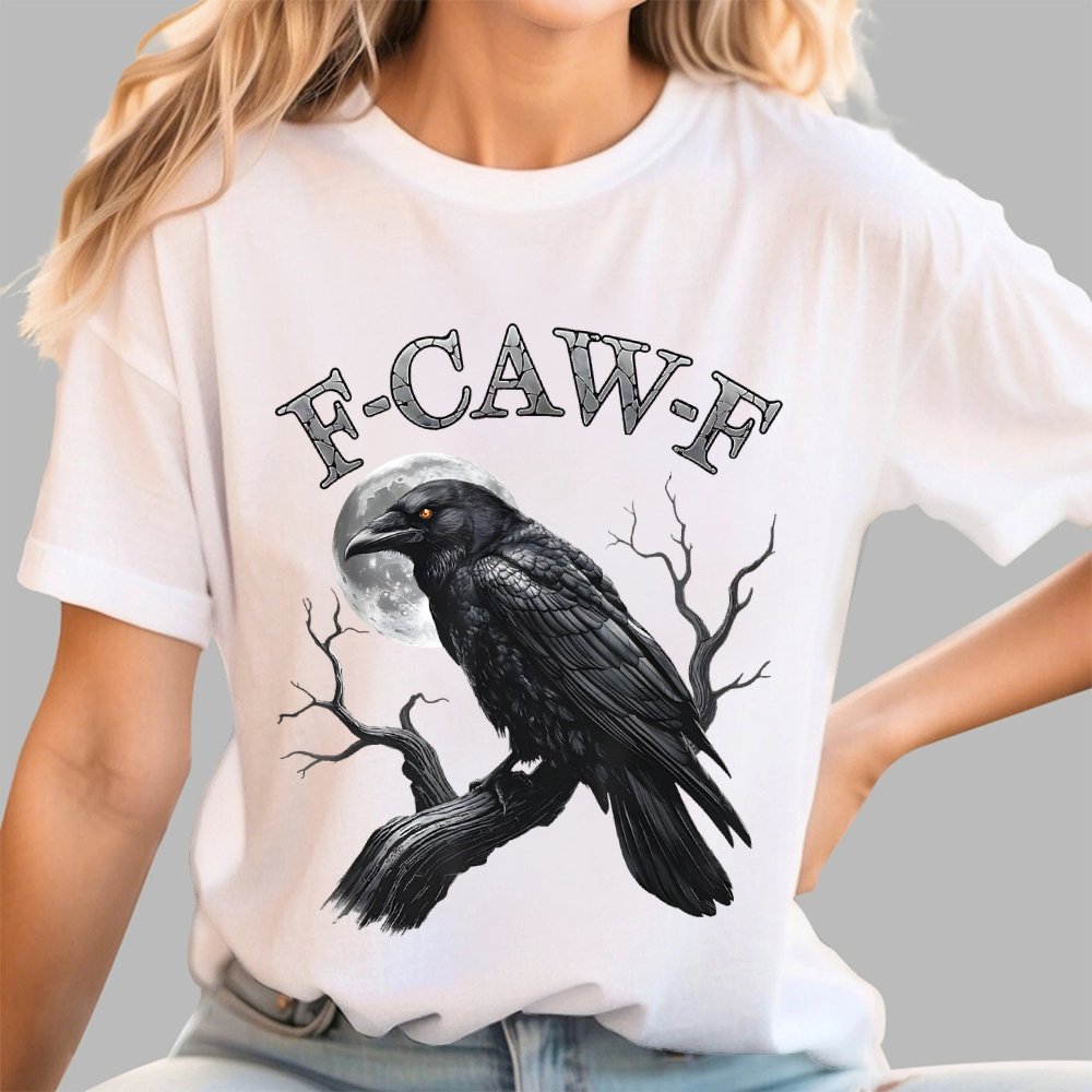 Black Crow F-Caw-F Funny Black Bird Moon Geek T-Shirt