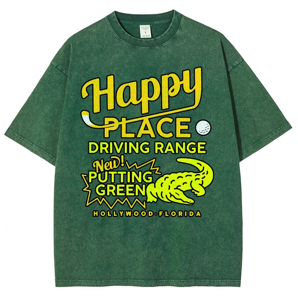 Happy Place Driving Range Vintage Distressed T-shirt